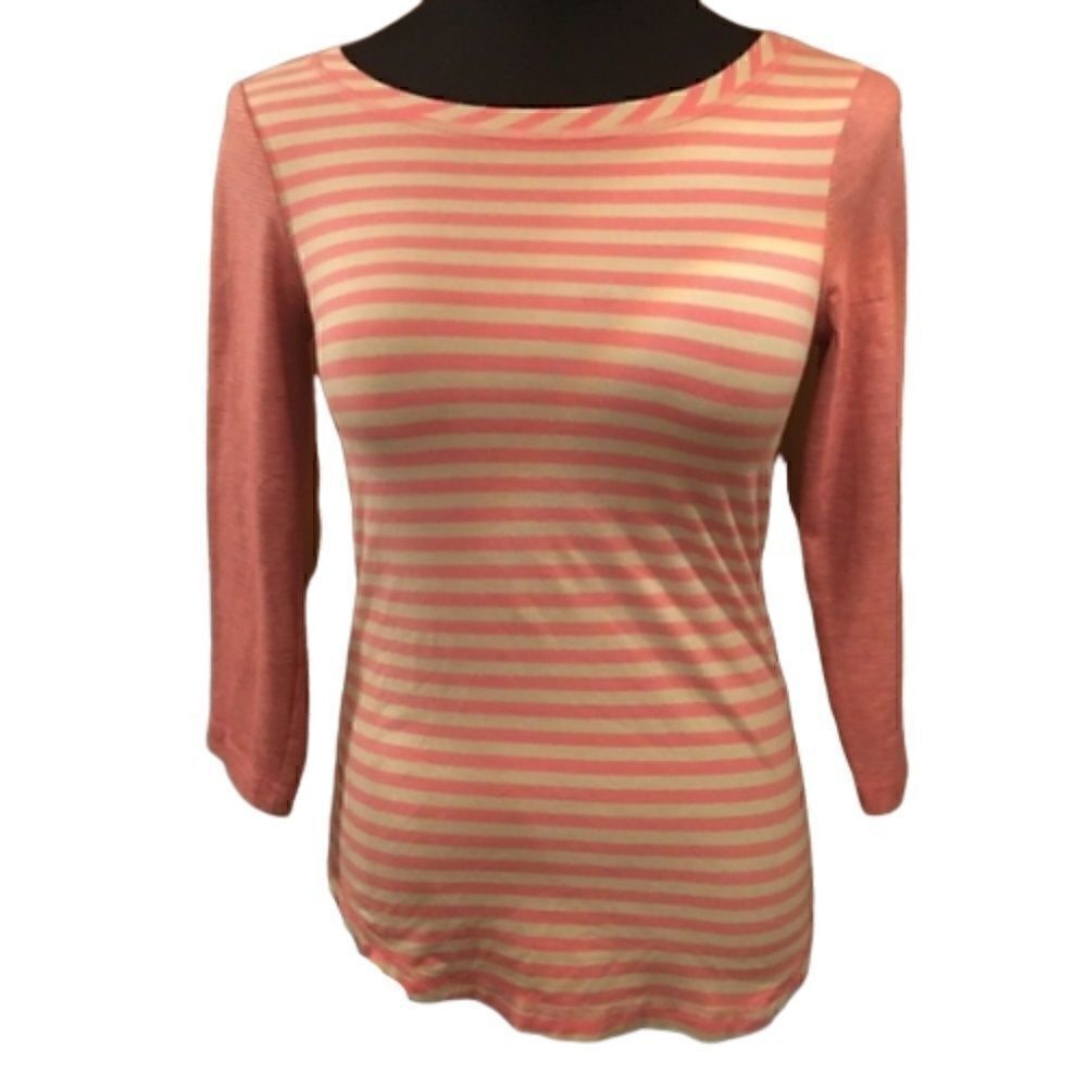 SUNDANCE TOP Pink Beige Stripe Rayon